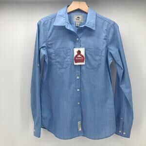 Roots 73 Clearwater Woven Button Down Womens Small Medium Blue NEW Long Sleeve